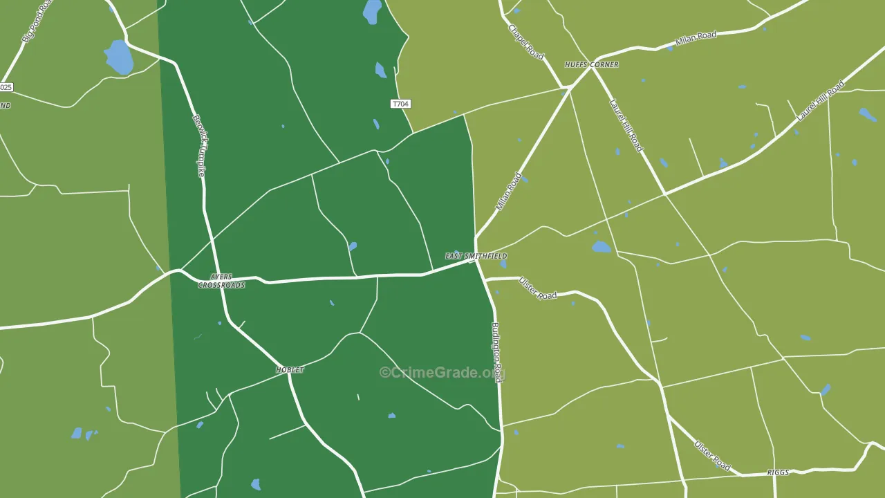 East Smithfield, PA Map of Murder Rates