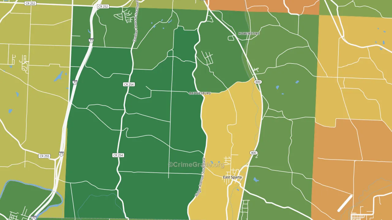East Sparta, OH Map of Murder Rates