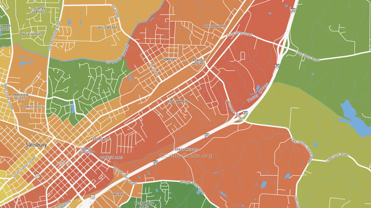 East Spencer, NC Map of Murder Rates