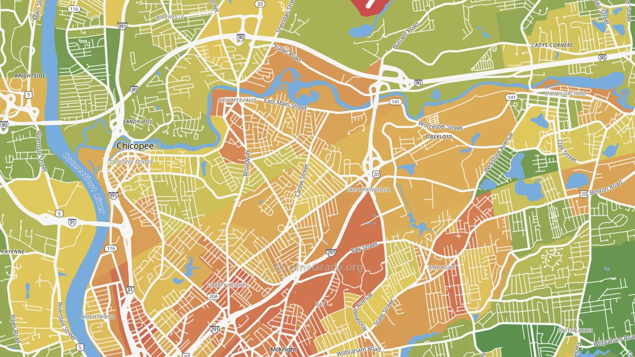 East Springfield, Springfield, MA Map of Murder Rates