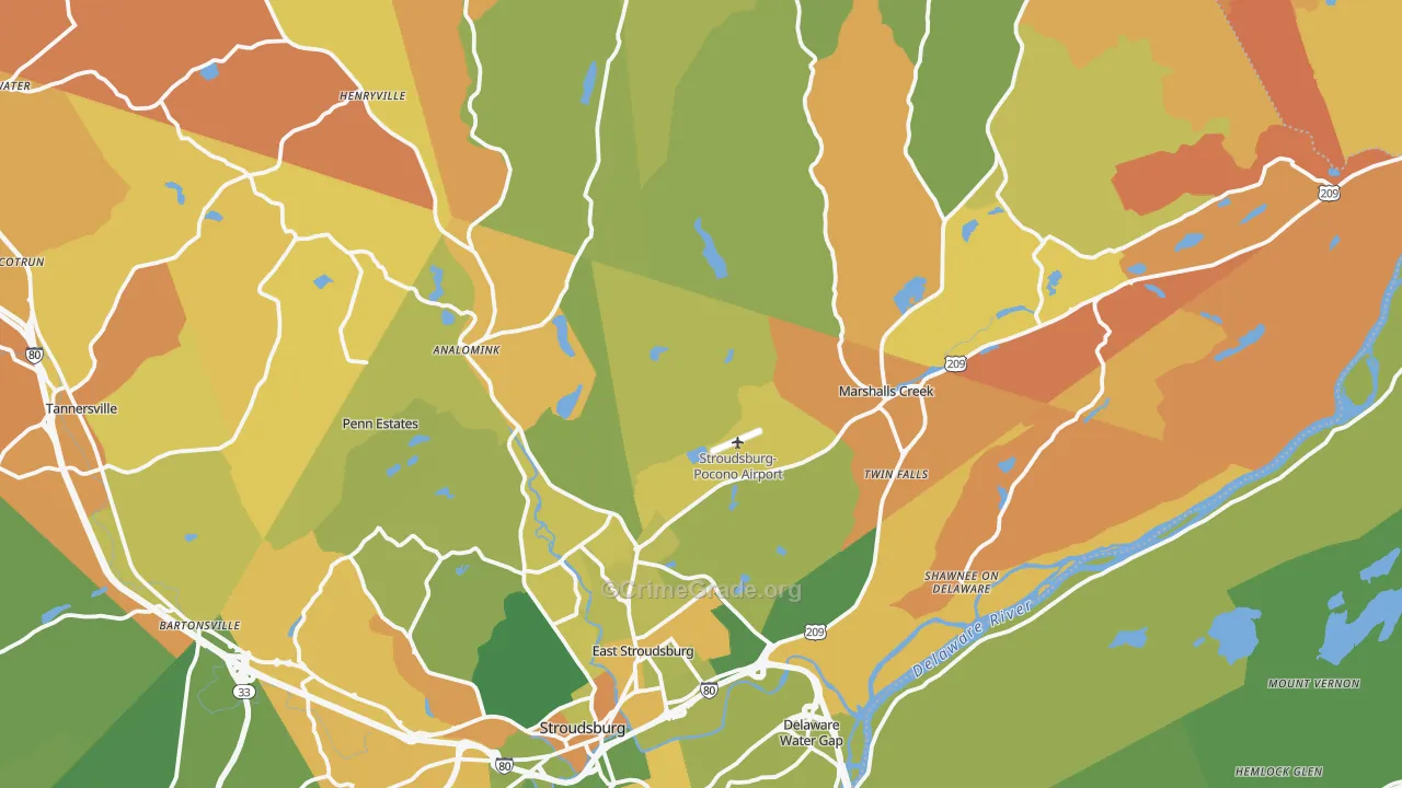 East Stroudsburg, PA Map of Murder Rates