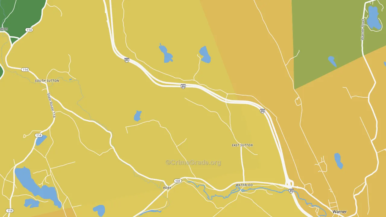 East Sutton, NH Map of Murder Rates