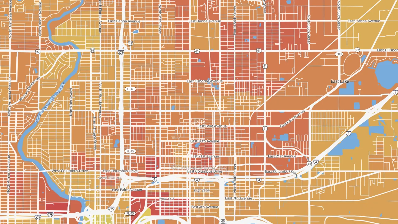 East Tampa, Tampa, FL Map of Murder Rates