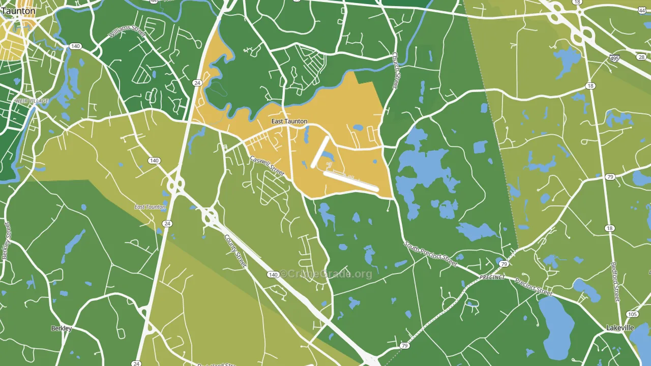 East Taunton, MA Map of Murder Rates