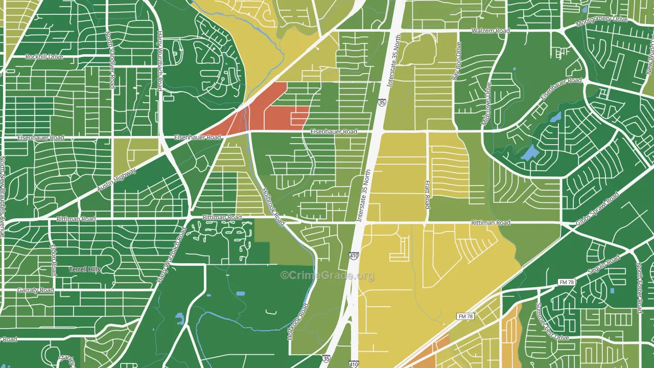 East Terrell Hills, San Antonio, TX Map of Murder Rates