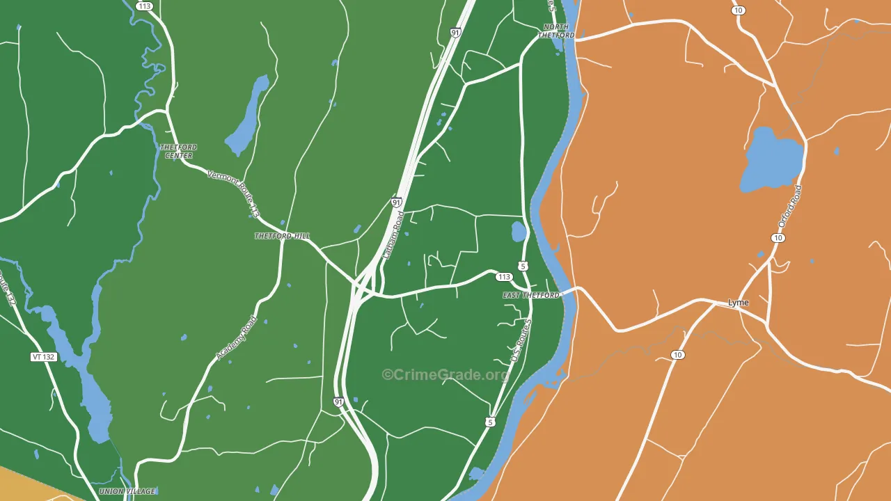 East Thetford, VT Map of Murder Rates