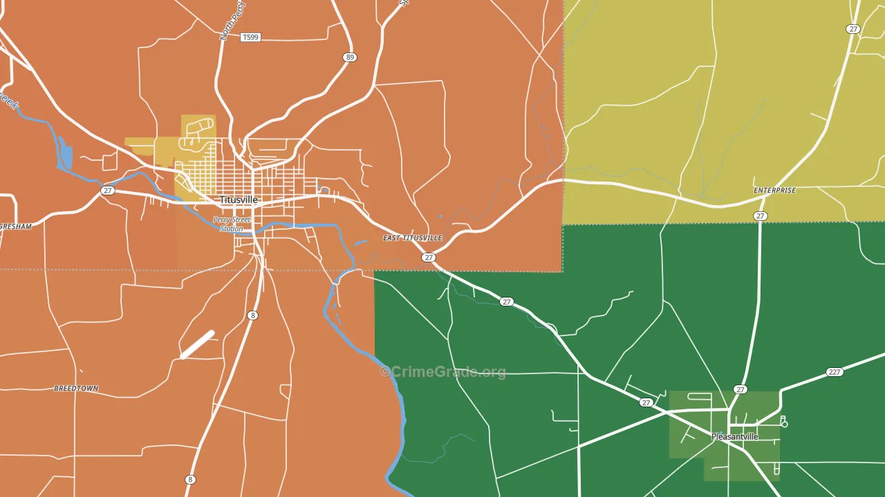 East Titusville, PA Map of Murder Rates