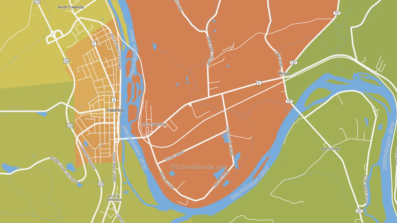 East Towanda, PA Map of Murder Rates