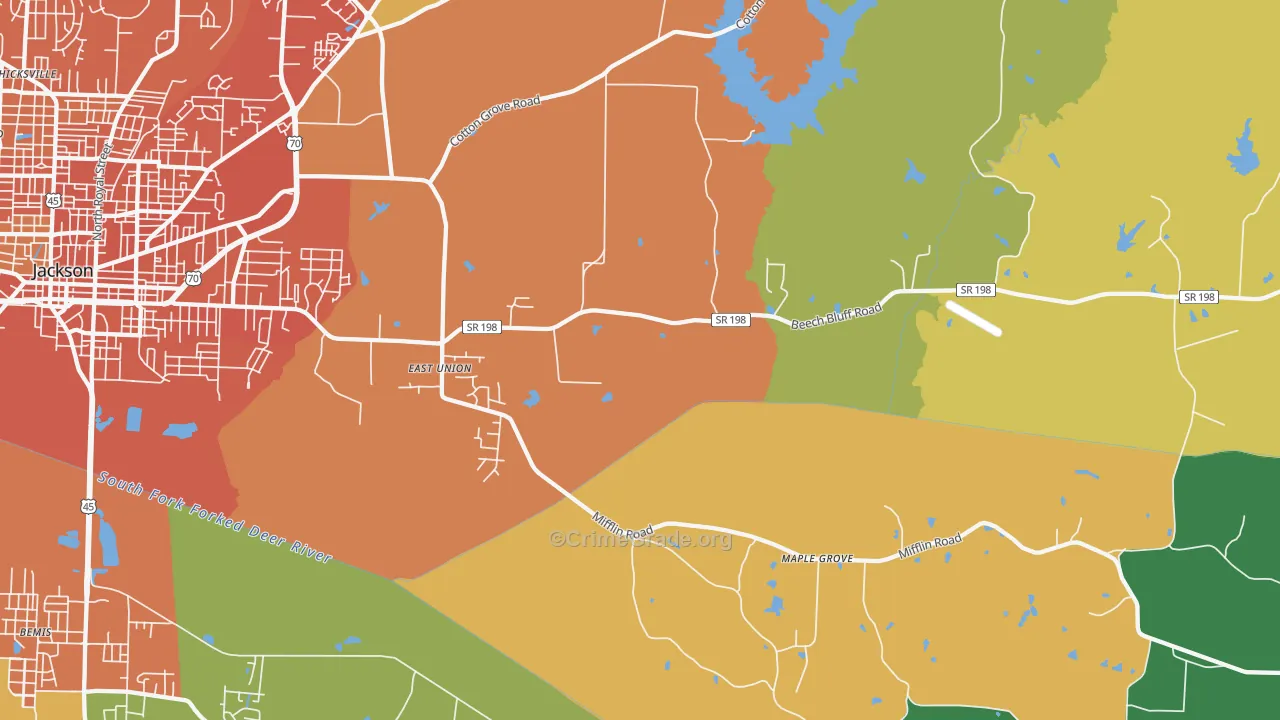 East Union, TN Map of Murder Rates