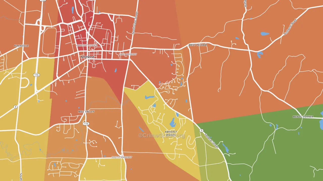East Village, Amherst, MA Map of Murder Rates