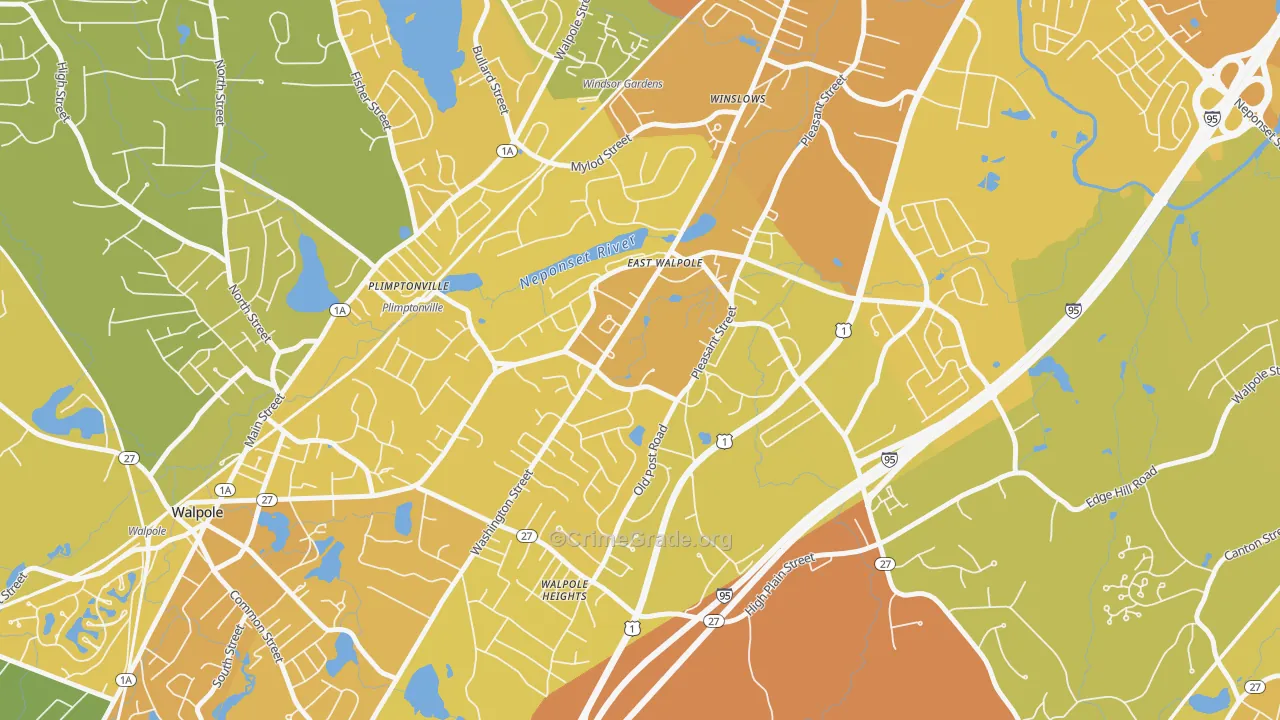 East Walpole, MA Map of Murder Rates