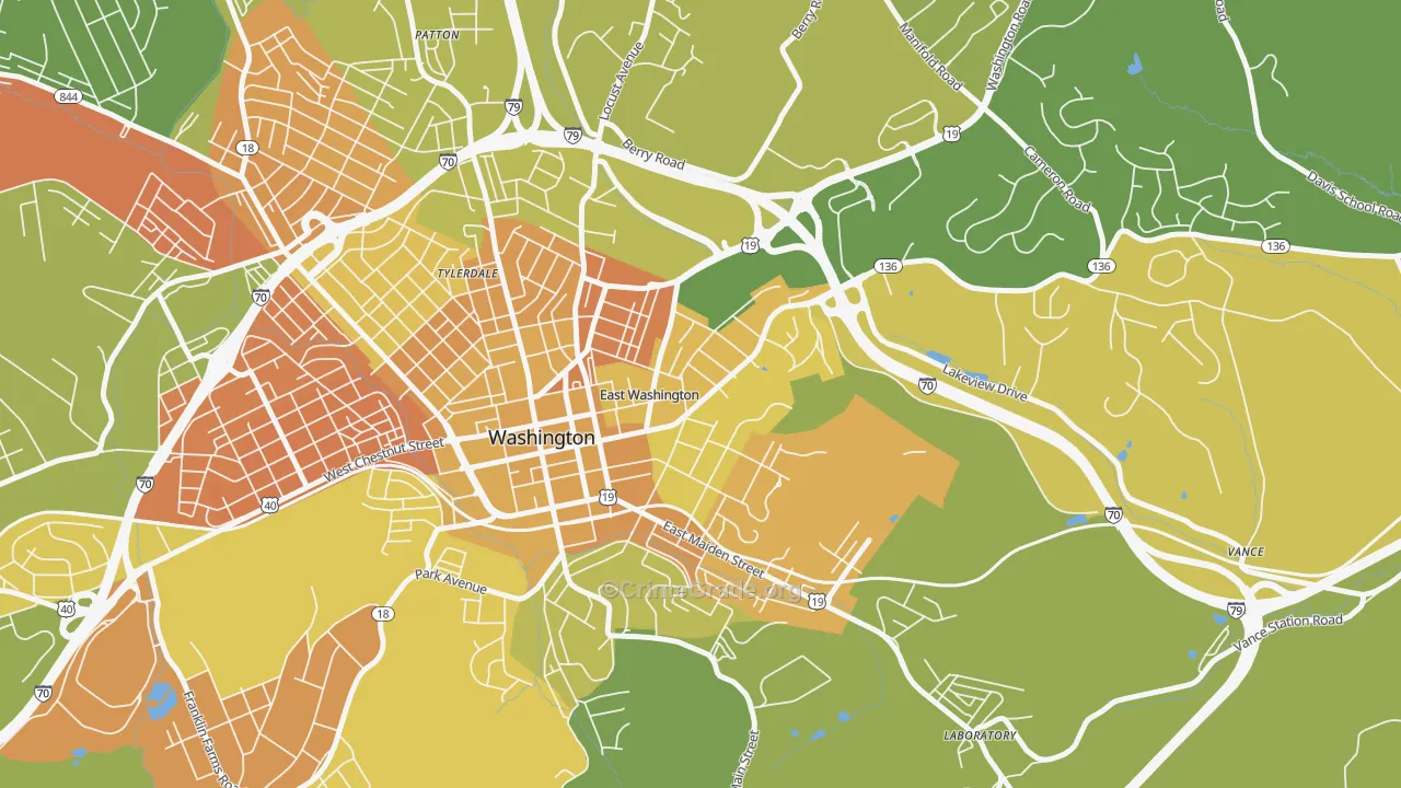 East Washington, PA Map of Murder Rates