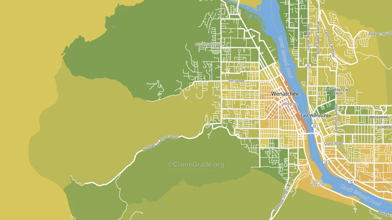 East Wenatchee Bench, WA Map of Murder Rates