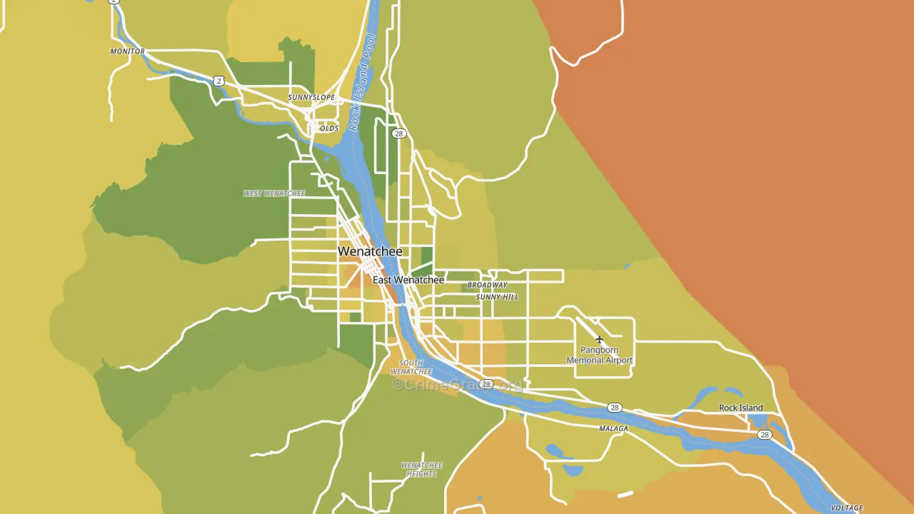 East Wenatchee, WA Map of Murder Rates