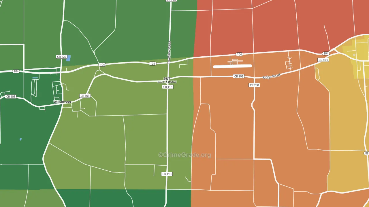 East Williamson, NY Map of Murder Rates