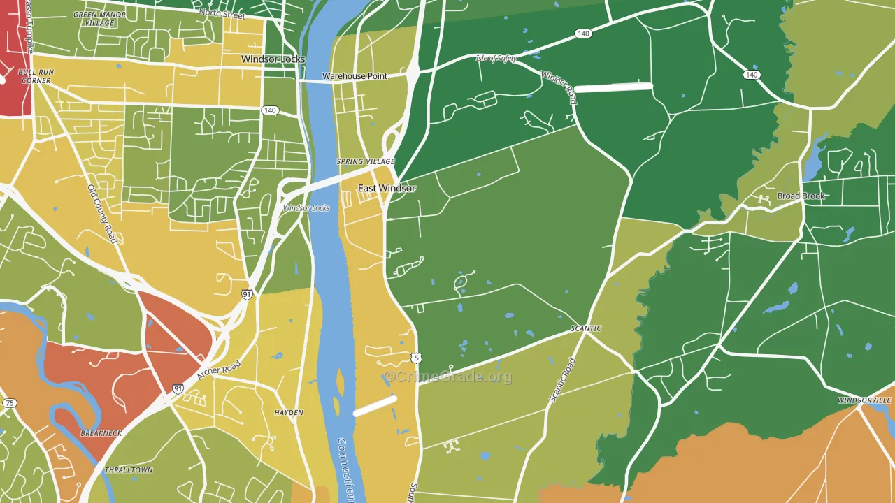 East Windsor, CT Map of Murder Rates