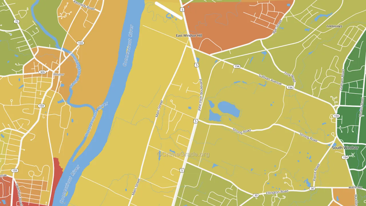 East Windsor Hill, CT Map of Murder Rates