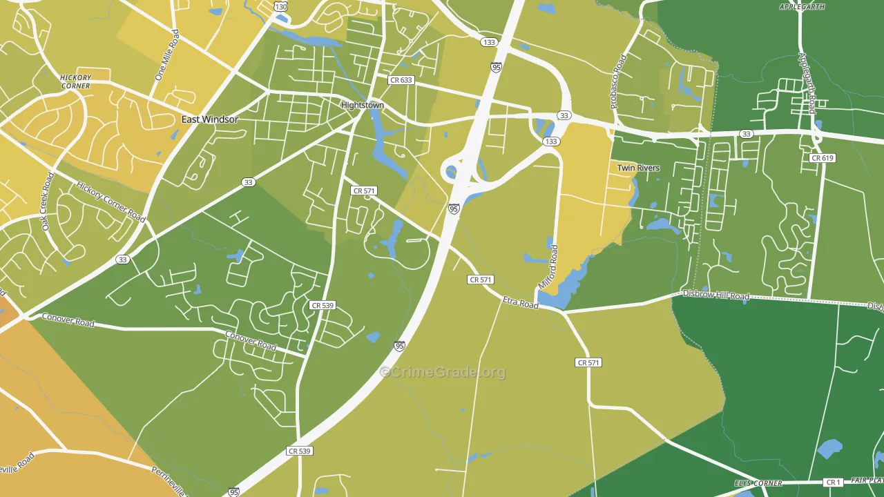 East Windsor, NJ Map of Murder Rates