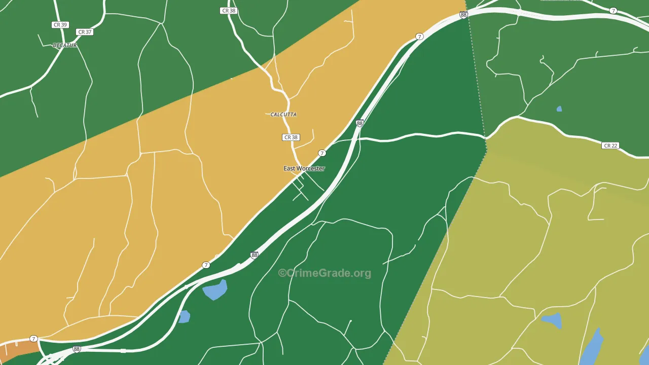 East Worcester, NY Map of Murder Rates