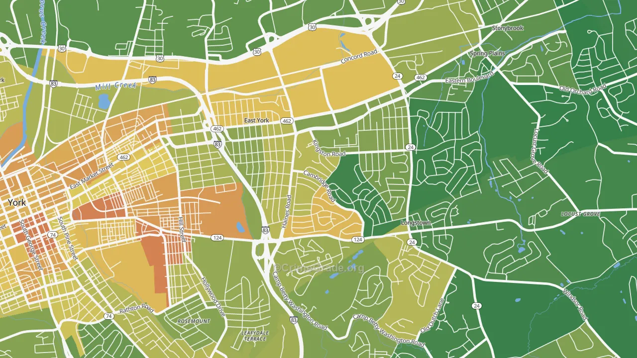 East York, PA Map of Murder Rates
