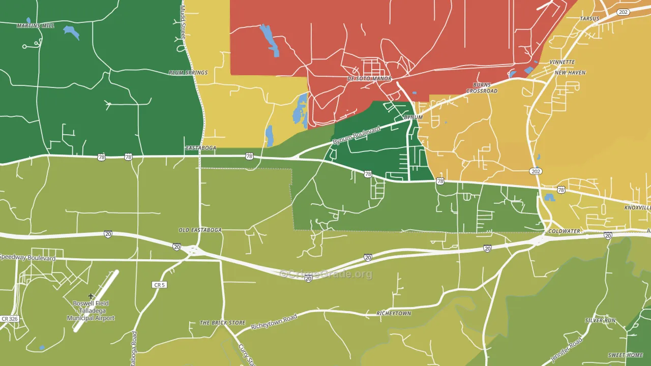 Eastaboga, AL Map of Murder Rates