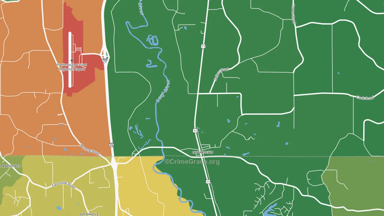 Eastabuchie, MS Map of Murder Rates