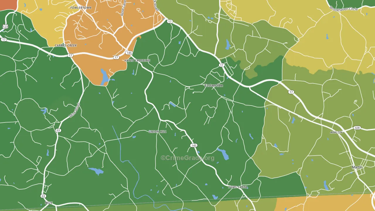 Eastanollee, GA Map of Murder Rates