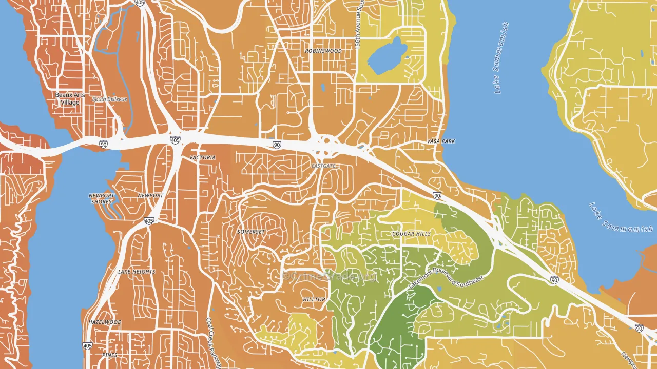 Eastgate, Bellevue, WA Map of Murder Rates