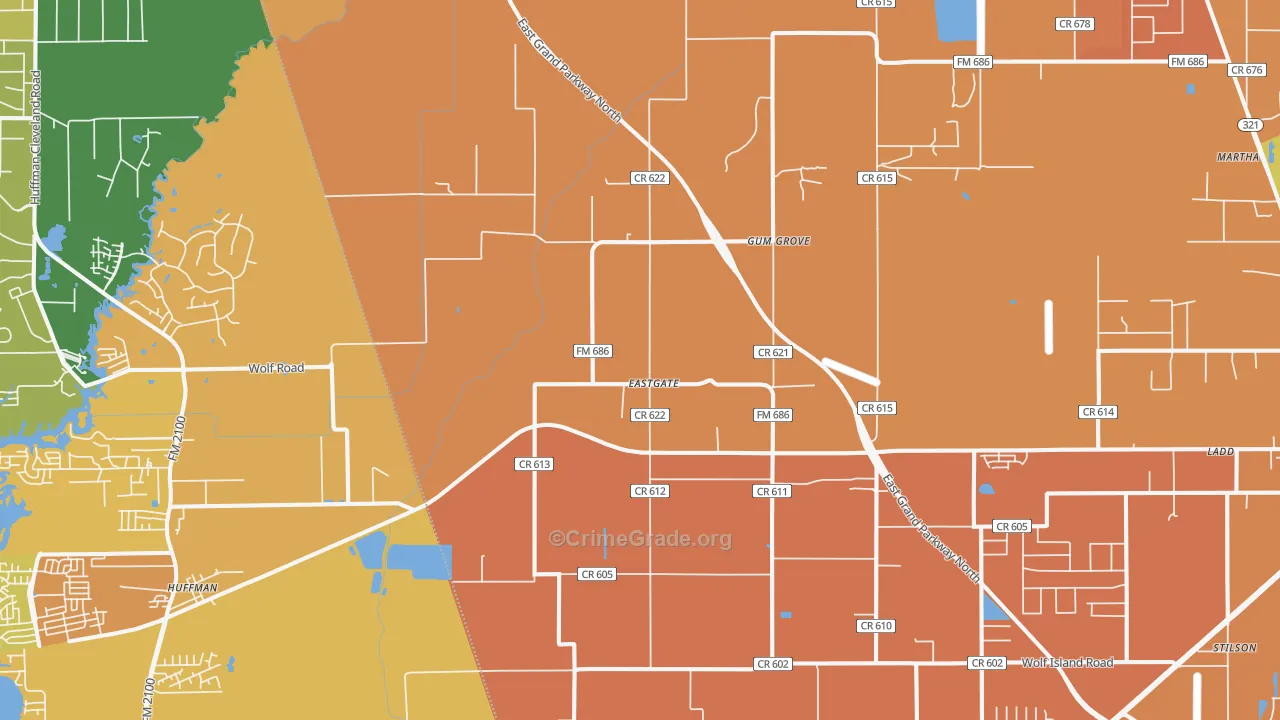 Eastgate, TX Map of Murder Rates