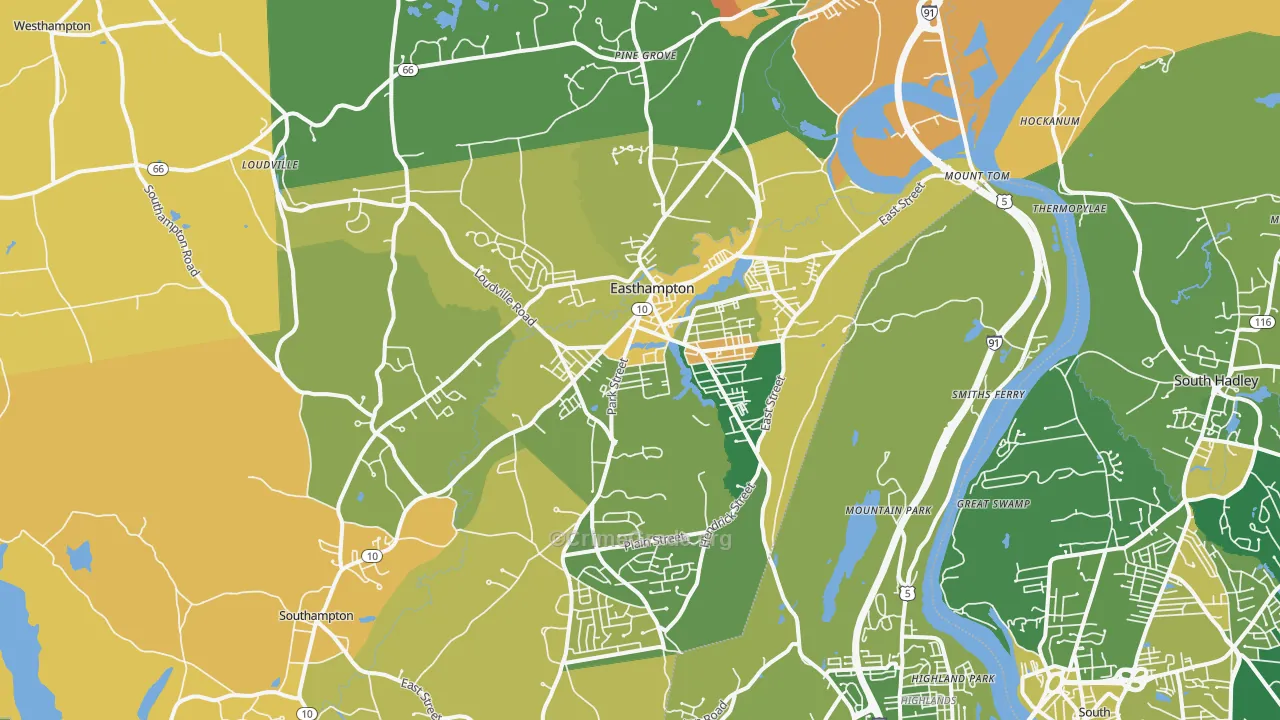Easthampton, MA Map of Murder Rates