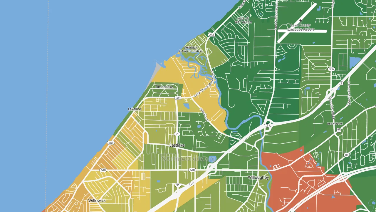 Eastlake, OH Map of Murder Rates