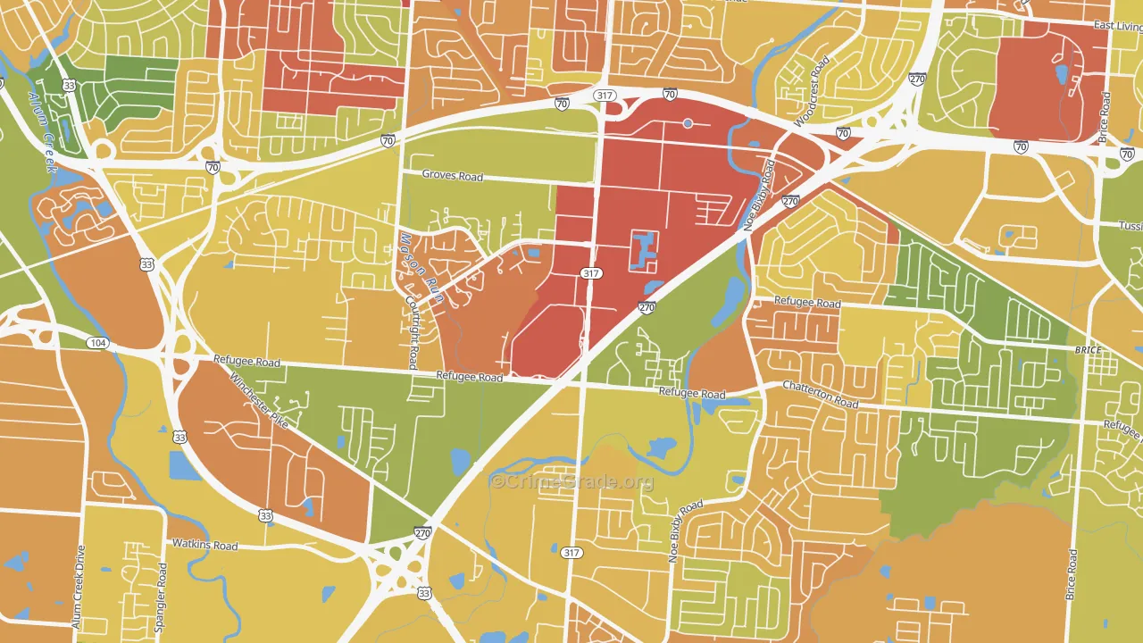 Eastland, Columbus, OH Map of Murder Rates