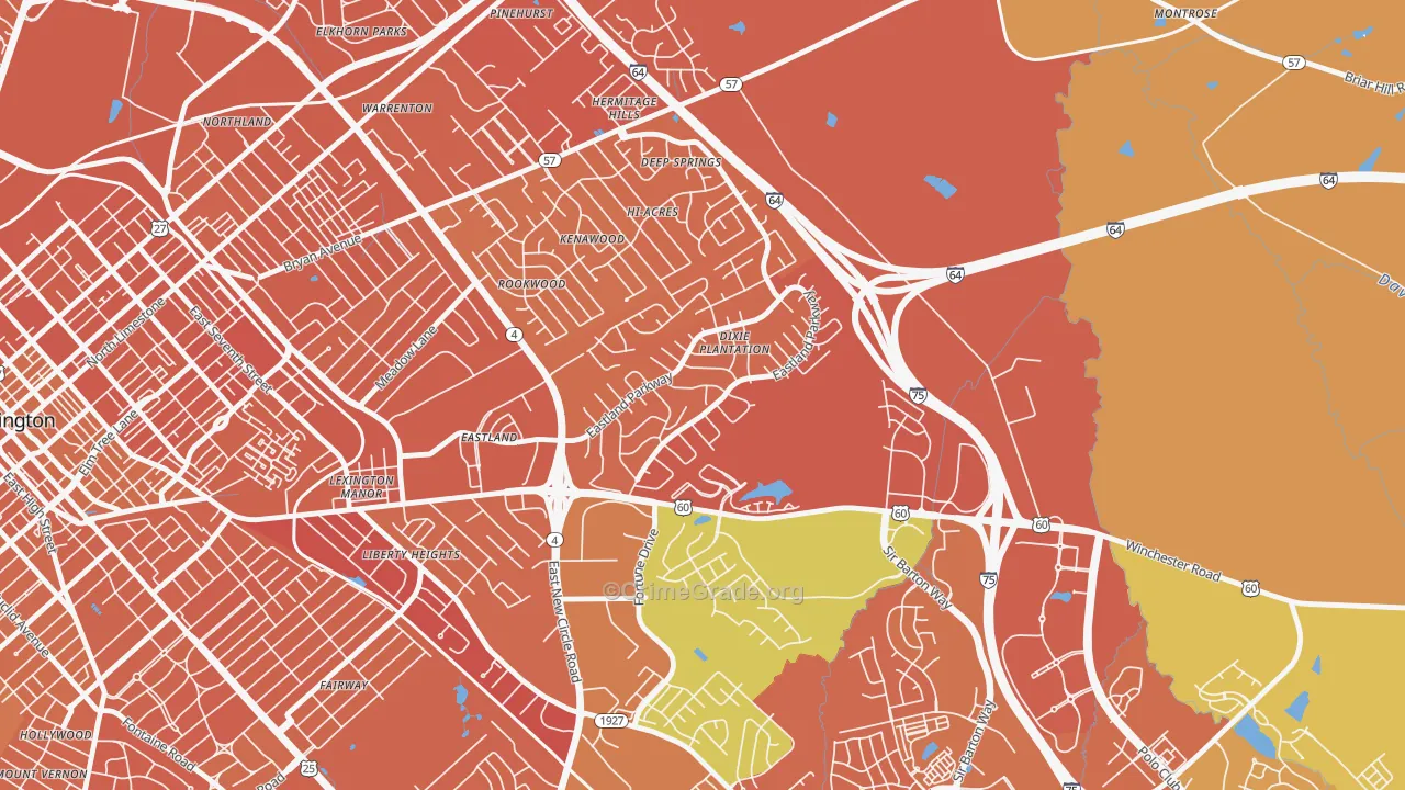 Eastland Park-Dixie Plantation, Lexington, KY Map of Murder Rates