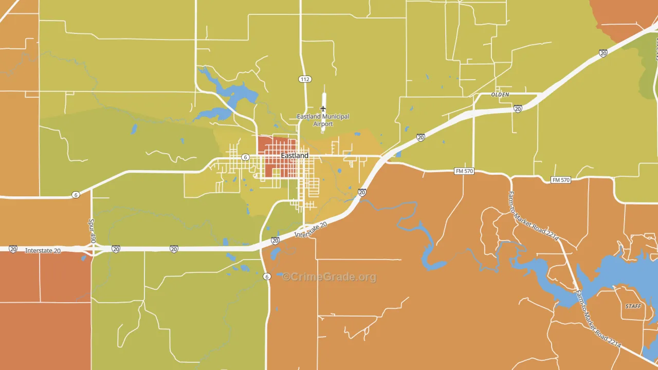 Eastland, TX Map of Murder Rates