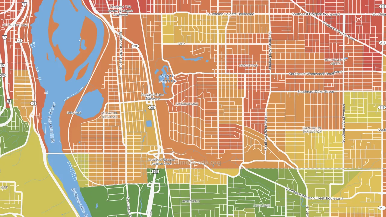 Eastmoreland, Portland, OR Map of Murder Rates