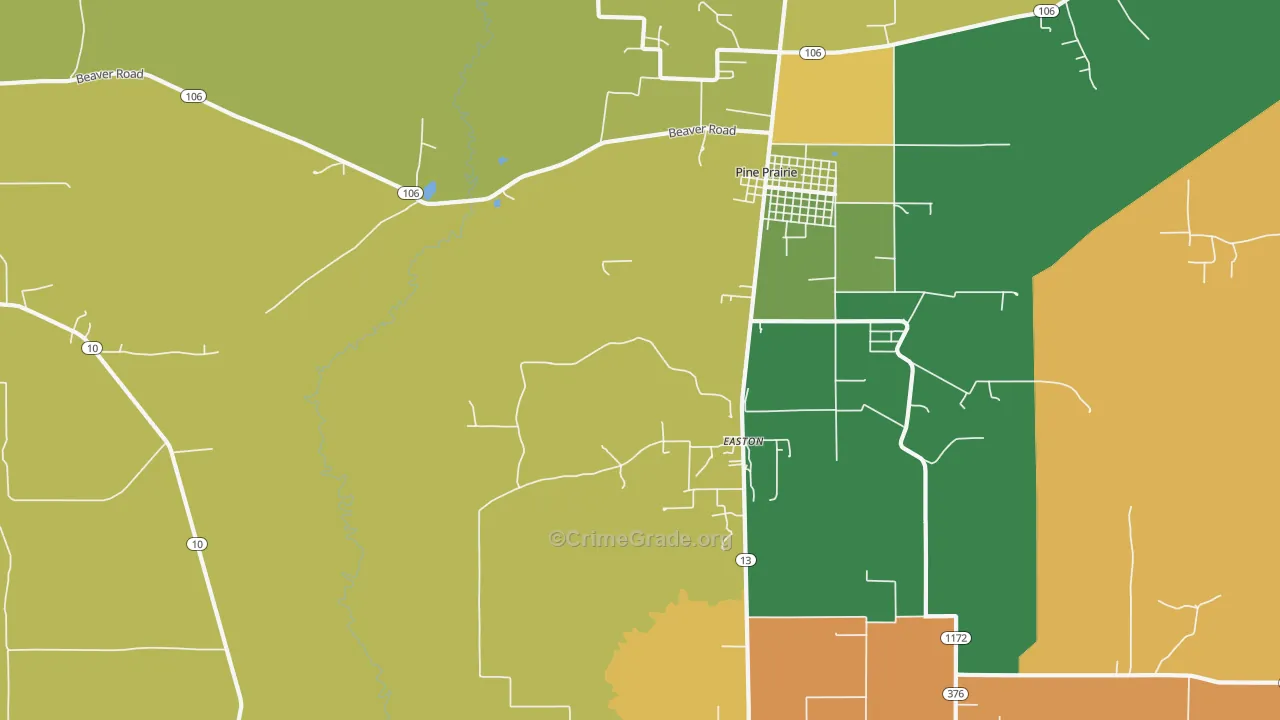 Easton, LA Map of Murder Rates
