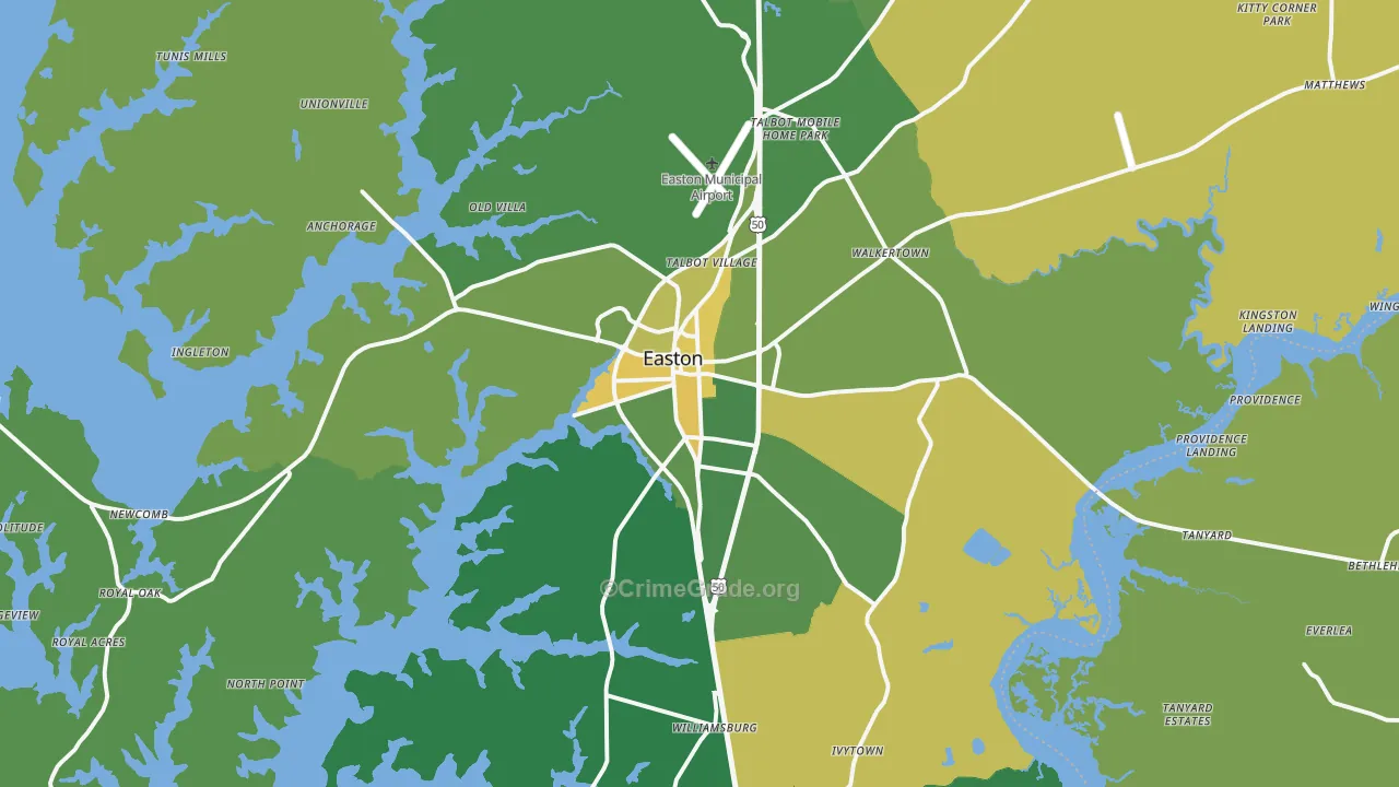 Easton, MD Map of Murder Rates