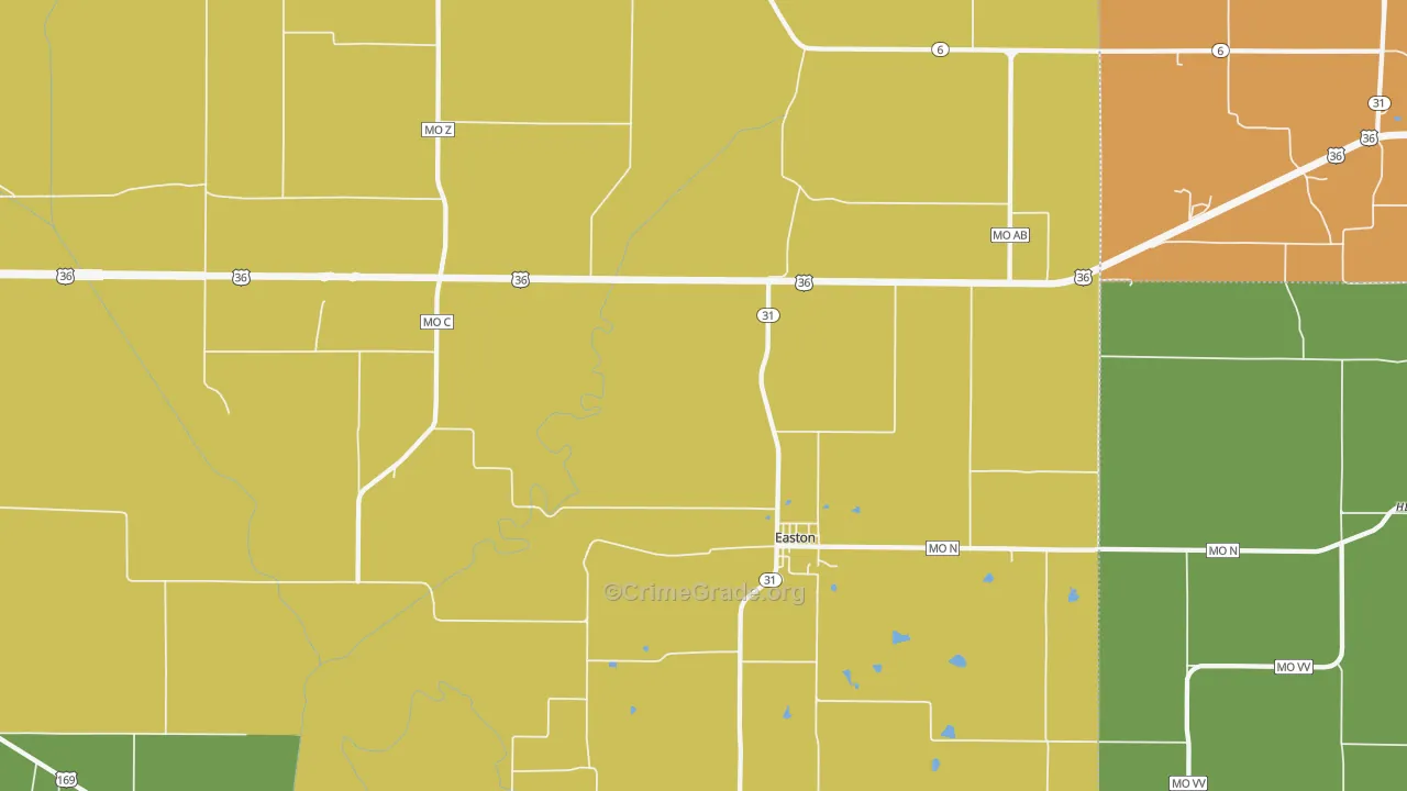 Easton, MO Map of Murder Rates