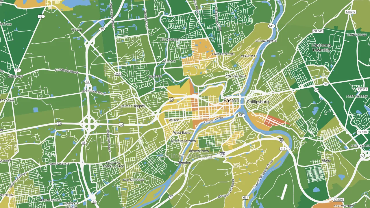Easton, PA Map of Murder Rates