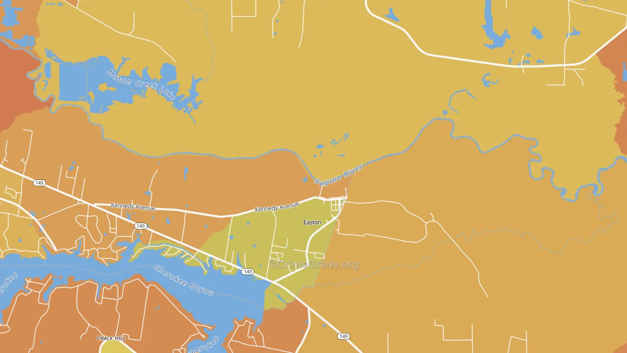 Easton, TX Map of Murder Rates