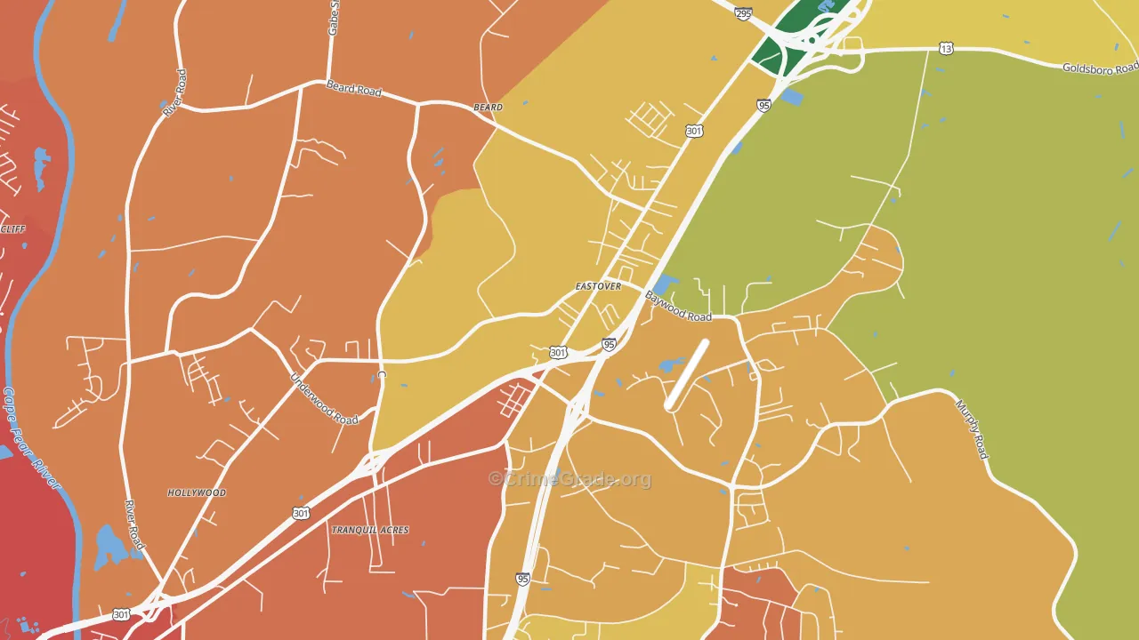 Eastover, NC Map of Murder Rates