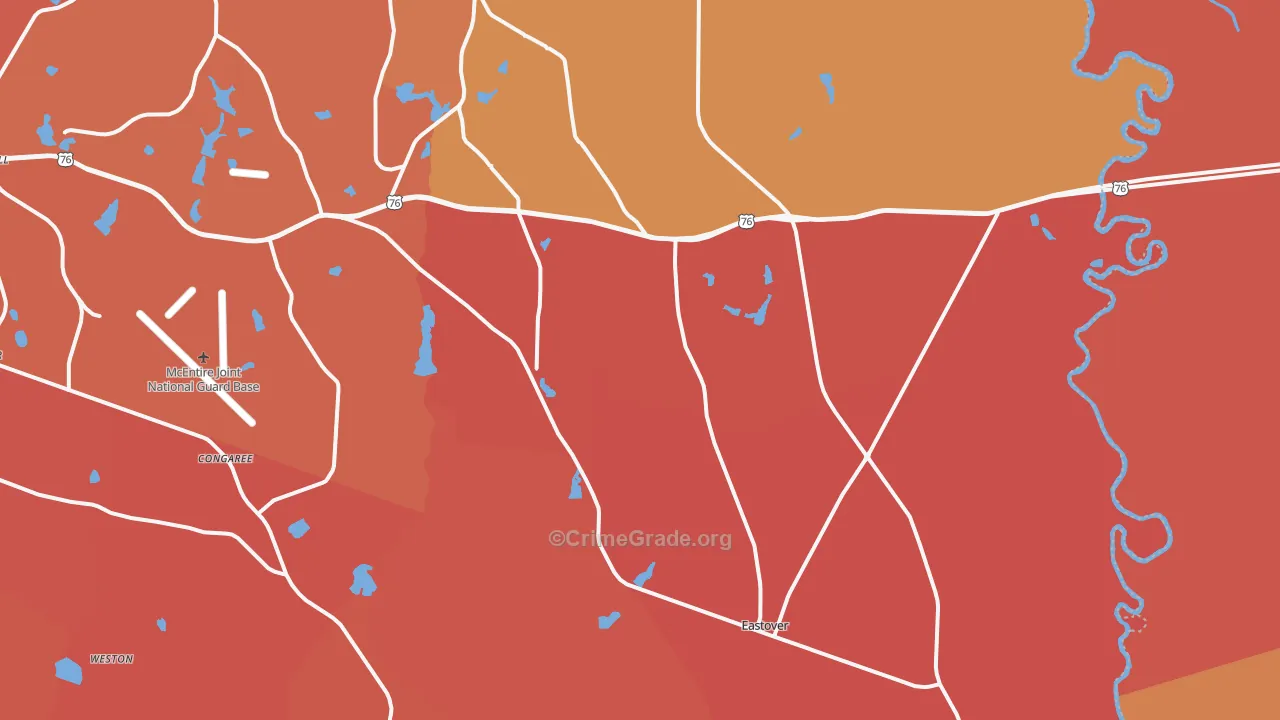 Eastover, SC Map of Murder Rates
