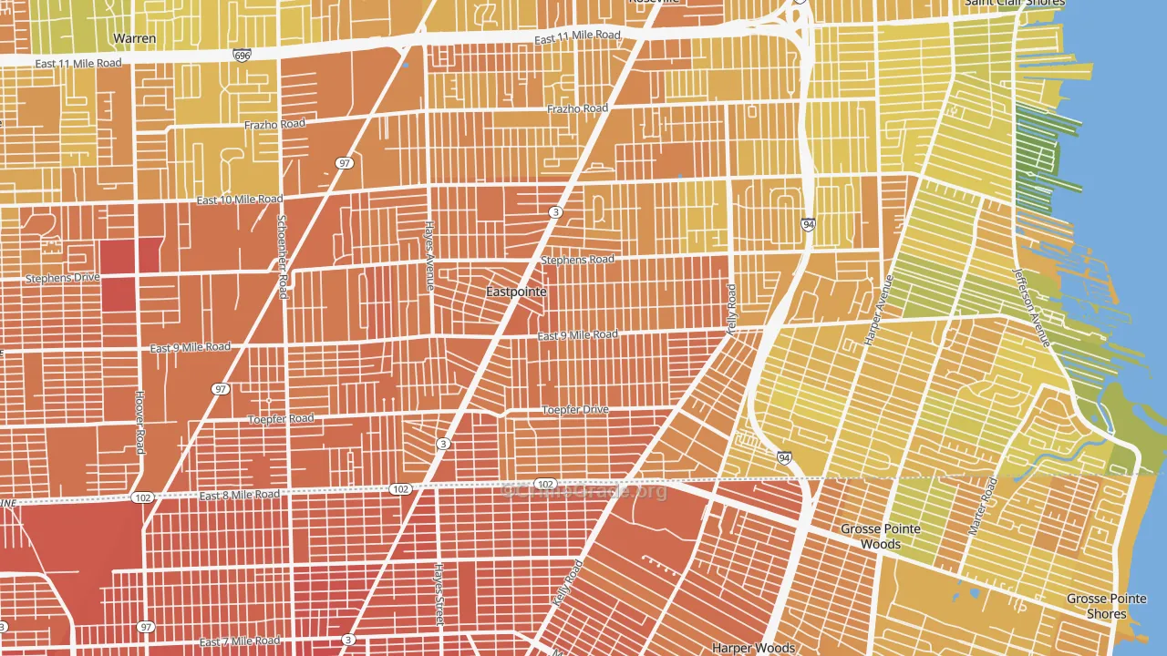 Eastpointe, MI Map of Murder Rates