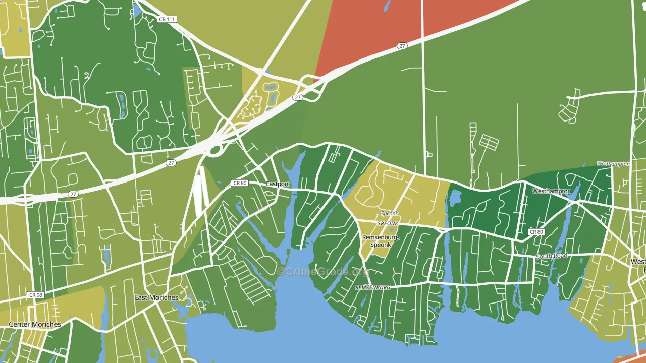 Eastport, NY Map of Murder Rates
