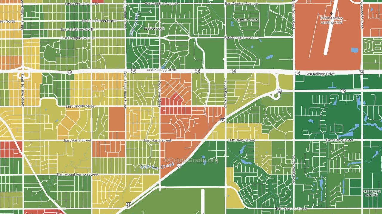 Eastridge, Wichita, KS Map of Murder Rates