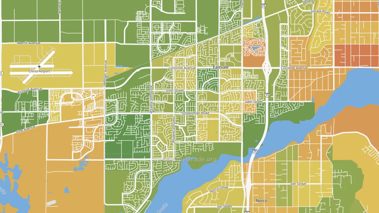 Eastvale, CA Map of Murder Rates