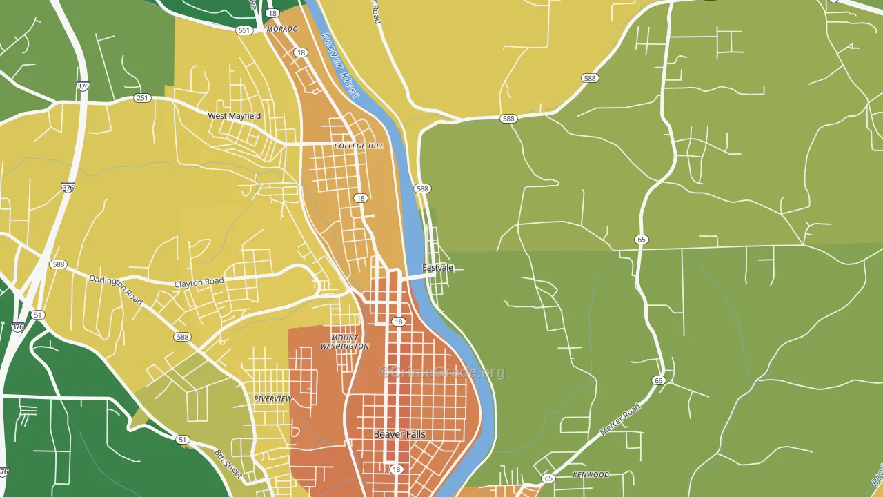 Eastvale, PA Map of Murder Rates