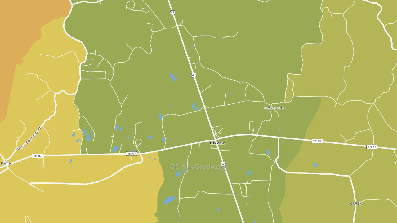 Eastview, TN Map of Murder Rates
