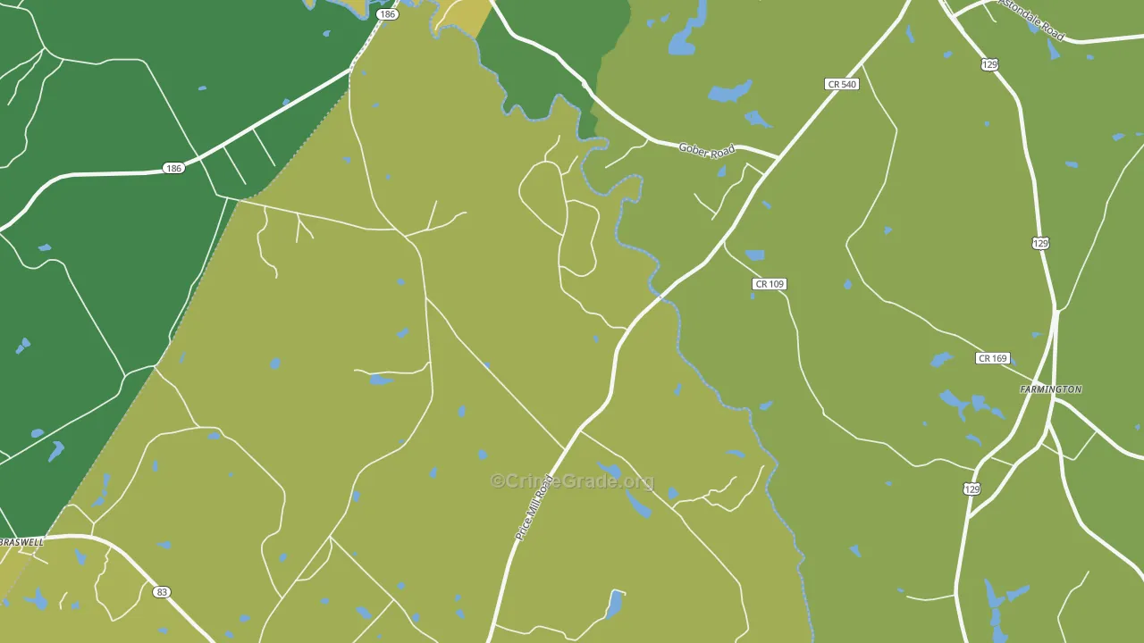 Eastville, GA Map of Murder Rates
