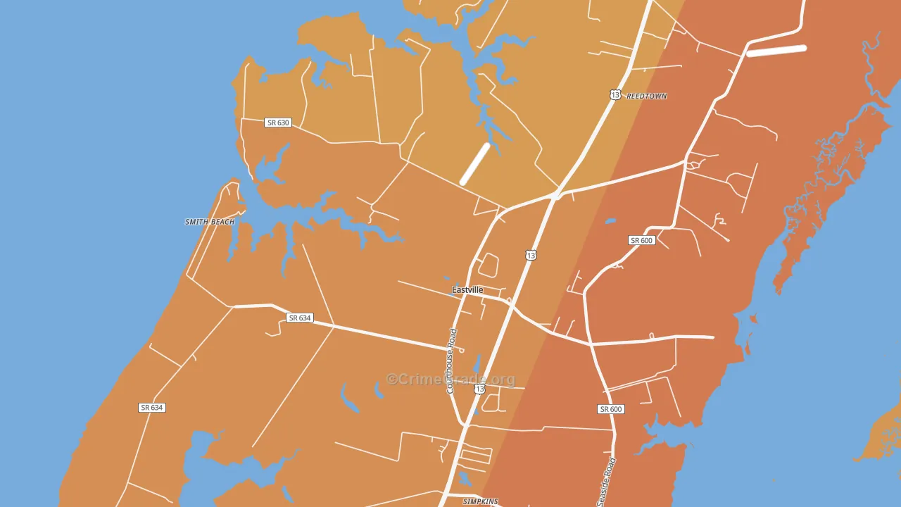 Eastville, VA Map of Murder Rates